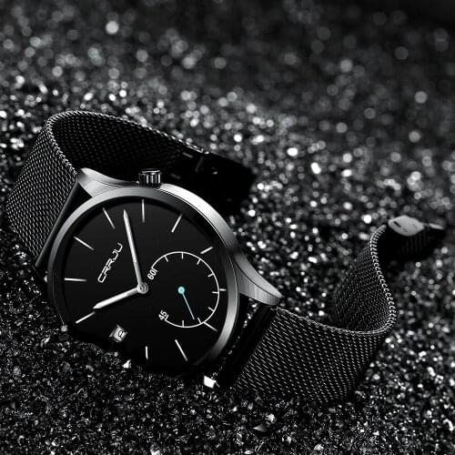 CRRJU Top Brand Mens Watches Luxury Quartz Casual Watch Men Stainless Steel Mesh Clock relogio masculino Drop Shipping