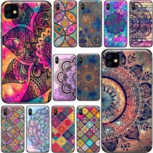 Mandala flower totem color pattern Phone Case For iphone 7 8 12 11 XR XS pro Max Mini plus Soft silicone cover shell funda