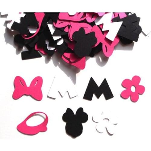 Mouse Black Hot Pink and White Themed Party Confetti Set of 120Assorted Pieces Clubhouse Table decor scrapbook Confettis