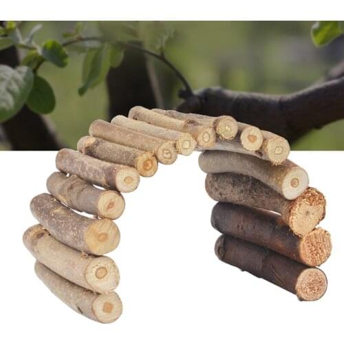 Wooden Hamster Climbing Playing Chewing Toys Hiding Bridge Small Animals Cage Toys Supplies