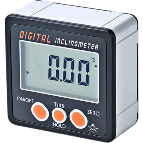 Electronic Protractor Aluminum Alloy Shell Digital Bevel Box Angle Gauge Meter Magnets Base Digital Inclinometer