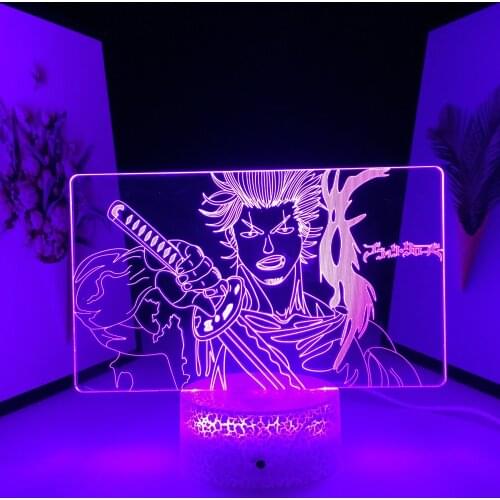 Black Clover Anime Figure Yami Sukehiro 3D LED Nightlight for Bedroom Decor Birthday Gift Nightlight Manga Room Night Lamp