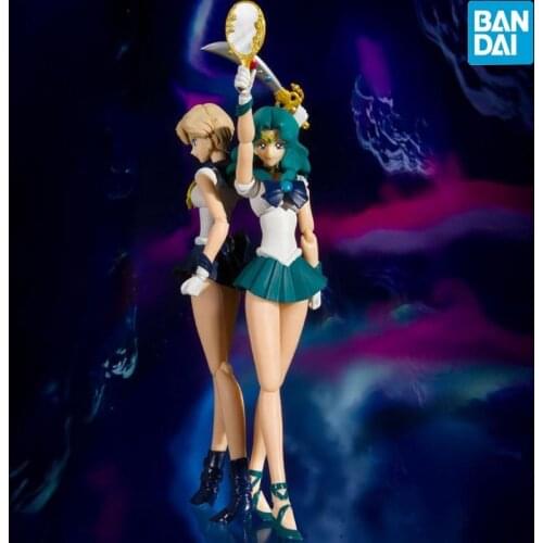 Bandai Original SHF kawaii Sailor Moon Sailor Neptune Animated version Action Figures PVC Anime Model Doll Decoration Toy Gift