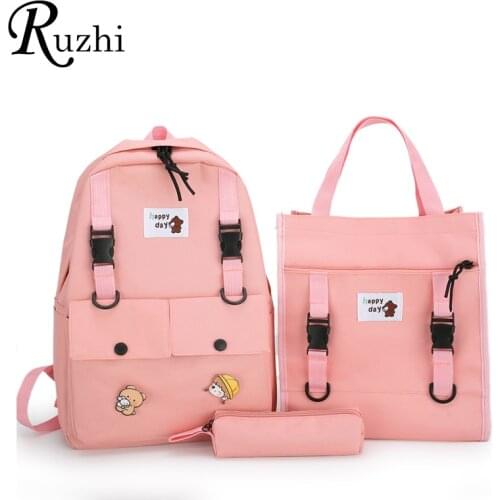 Multilayer space 3Pcs/set Canvas School Bag For Teenagers cute kids backpack Three piece suit backpacks Simple Shoulders Bags