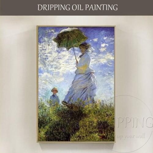 Reproduction Van Gogh Art Painting Lady with Umbrella Oil Painting on Canvas Impression Lady Portrait Oil Painting for Wall Art