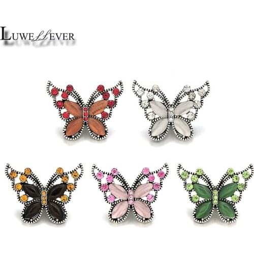 Butterfly Component w186 Crystal 18mm Metal Snap Button For Bracelet Necklace Interchangeable Jewelry Women Accessorie Findings