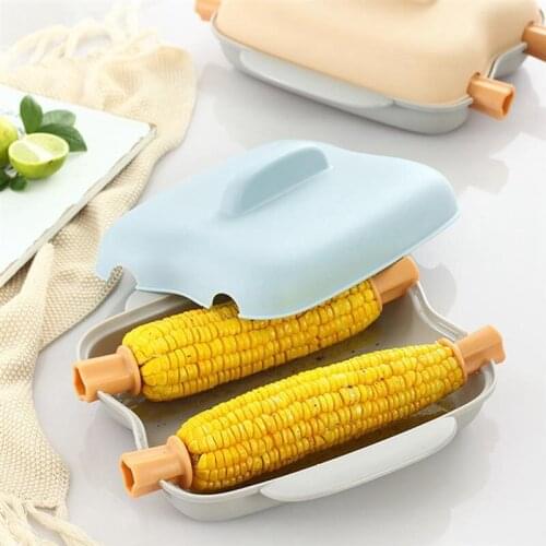 Microwave Steamed Corn Box Egg Steamer Vegetable Storage Box Steamed Case with Handle Kitchen Accessories