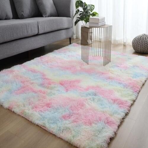 Nordic style ins bedroom net red with the same paragraph full shop cute living room bedside tie-dye home carpet mat pink rug