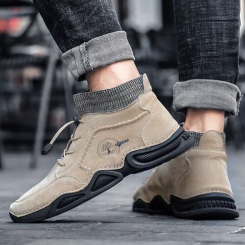 Mens Snow Boots 2020 Winter Plush Warm Men Motorcycle Boots Non-slip Male Snow Boots Waterproof Autumn Man Work Shoes Hot Sale