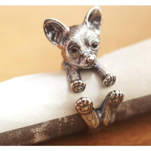Wholesale Vintage Adjustable Chihuahua Wrap Ring Retro Men Rings High Quality Brand Designer Dog Jewelry Cs Go