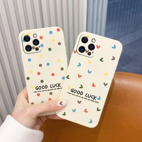 Rectangle Colored Hearts Pattern Case For iPhone 12 Pro Max 11 X XS XR XSMAX SE2020 8 8Plus 7 7Plus 6 6S Plus Liquid Silicone