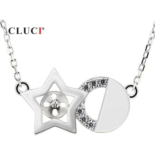 CLUCI Silver 925 Cute Zircon Star Pendant Necklace Women Jewelry 925 Sterling Silver Pendant Necklace Valentine Day Gift SN036SB