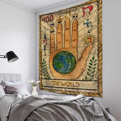 Tarot Moon Phase Change Tapestry The World Mandala Wall Hanging Tapestries Bedroom Decor Bedspread Throw Cover Wall Decor