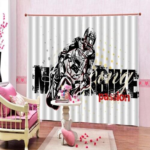 Curtains Custom Any size High Quality Curtains For Living room Bedroom Curtains motorcycle Stereoscopic 3D Curtain