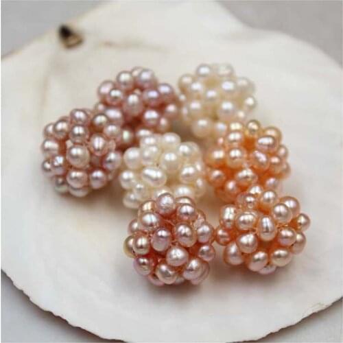 12mm 16mm Flower Ball Pearl Beads Hand Braided Jewelry DIY for Neckalce Earrings Baroque Elegant Natural Freshwater Pearl Beads