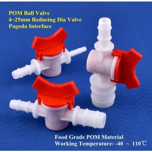 1~50pcs 4~25mm Reducing Dia POM Ball Valve Garden Watering Irrigation Hose Pagoda Joint Aquarium Tank Air Pump Water Pipe Valve