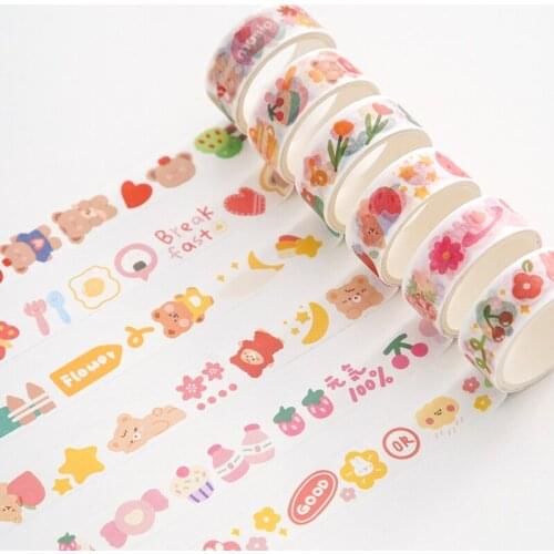 1PC Cartoon Animal Washi Tape Cute Colorful Scrapbooking Diary Journal Decorative Collage Material School Stationery Supplies