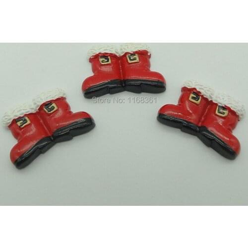 1pcs/lot resin flatback double red stockings 31mm Cabochons Scrapbooking Hair Bow Center DIY Christmas decration C108-8