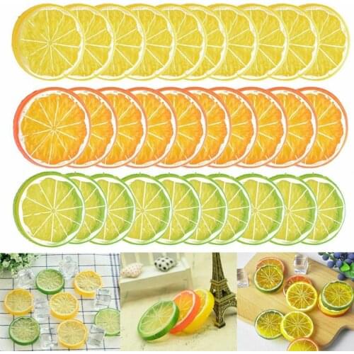 10pcs 5cm Artificial Fruit Simulation Lemon Slices Christmas Fruit Ornament Kitchen Party Wedding Fake Lemon Decor Supplies