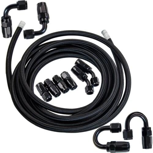 11pcs Stainless nylon Steel Braided Oil fule Hose w/ 6-an hose end fittings