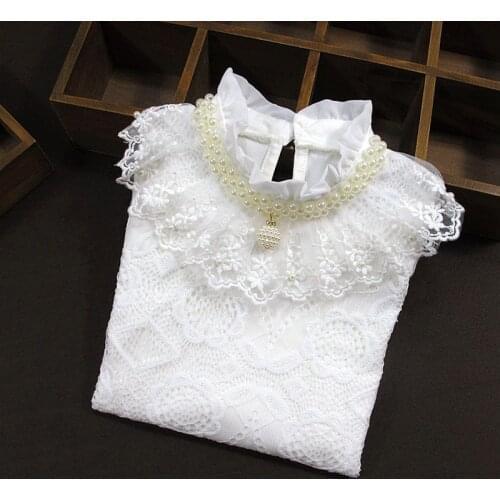 2021 Spring Autumn Round Girl Tops Neck Girls Blouse Shirts Baby Teenager School Lace Long Sleeve Kids Shirt Clothes For Girl