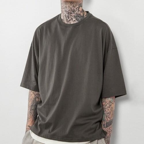 2021 Fashion Oversized T Shirt Casual Streetwear Shirts for Men Solid O Neck T Shirt Harajuku Men Clothing Ropa Hombre WPY2487