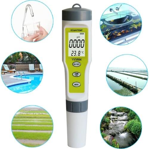 3 In 1 Professional Pen Type PH Meter Portable PH Water Quality Tester Acidometer for Aquarium Water PH Acidity Meter HQ-9901