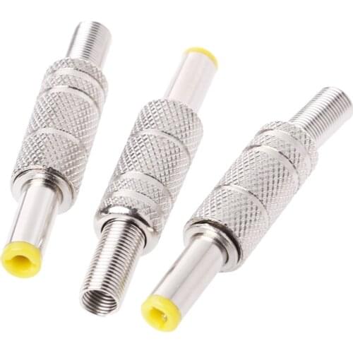 5 Pcs Metal 5.5x2.1mm DC Power Male Plug Jack Adapter Connector with Yellow Head QXNF