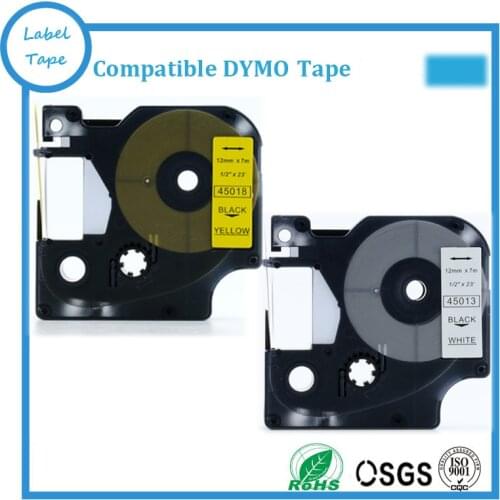 5PCS Mixed DYMO D1 tapes 12mm 45013 45018 black on white/yellow compatible dymo label manager printer
