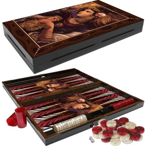 Backgammon Luxury Board Wooden Set XXL A+ QUALITY Polished Kassandane Pattern Checkers Family Party Adult Entertainment Games