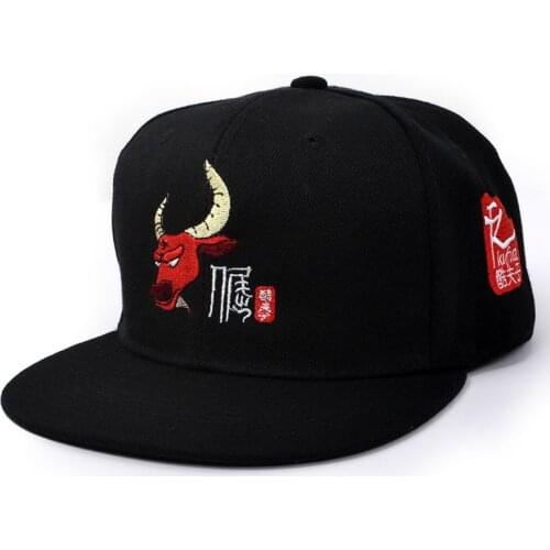 Originality Embroidered flat brim hip hop hat bull Unique street fashion baseball caps cool Master original breaking dance trend