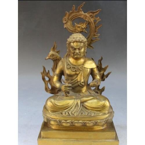 Bi001412 11" Tibet Buddhism Bronze Seat Lotus Acala Acalanatha Buddha God Phoenix Statue