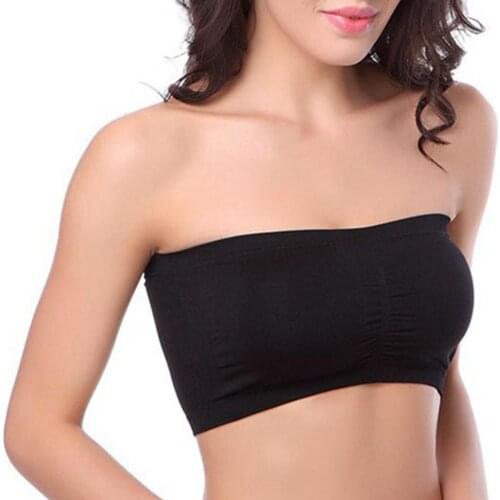 Strapless Crop Top Bra Tube Top Bra Bandeau Underwear Strapless Breathable Stretch Layer Seamless tube tops strapless top