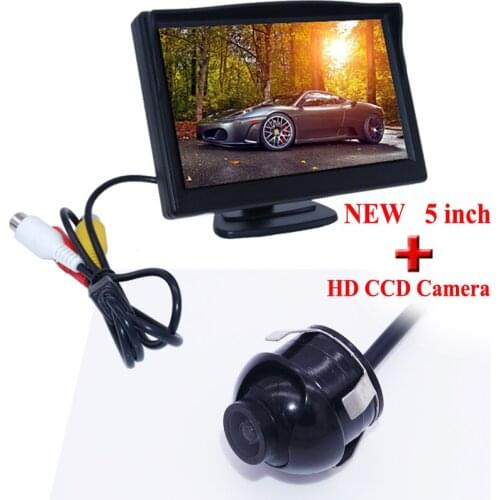 Free Shipping 5" Digital Color TFT 16:9 LCD Car Reverse Monitor with Car Reversing Camera For Car parking system