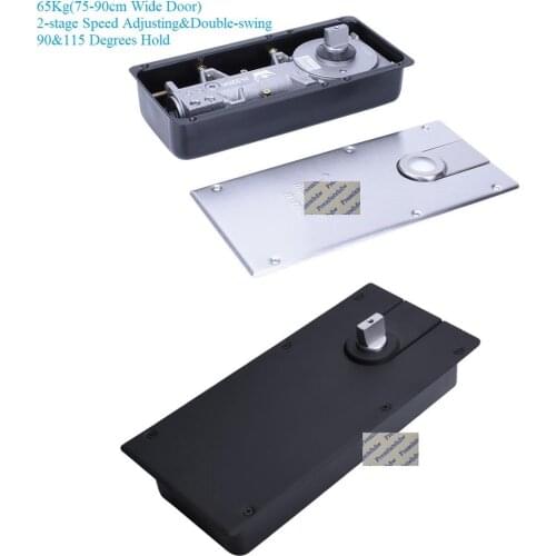 65KG 90&115 Degrees Hold Open Floor Mounted Hydraulic Conceal Door Closer Floor Spring Brush Matte Black