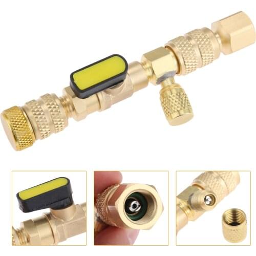 R12 R22 R410A R32R HVAC System AC Schrader Valve Core Remover Dual 1/4" 5/16" Port Installer Tool Valve Core Remover Installer