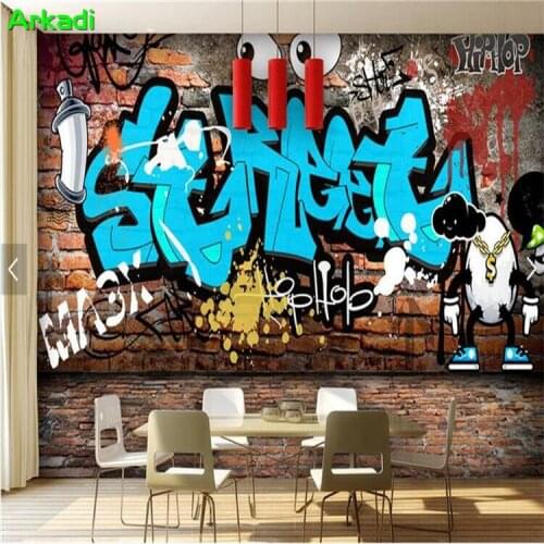 Creative Street Art Letter Graffiti Hip-Hop Culture Fresco Bar Tea Shop Fitness Dance Room Coffee Shop Wallpaper