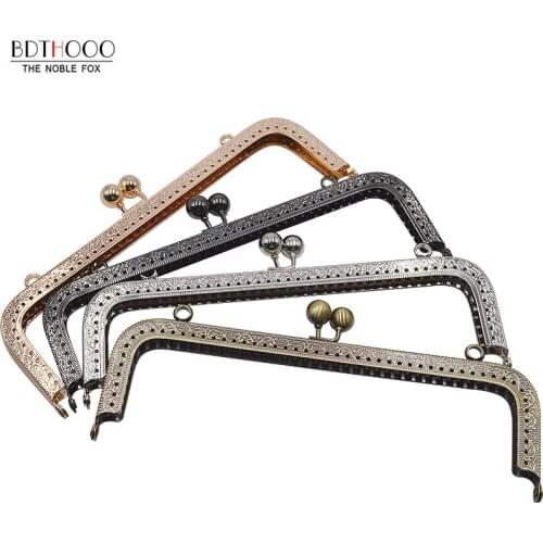 20cm Square Metal Purse Frame Handle for Clutch Bag Accessories Making Kiss Clasp Lock Antique Bronze Tone Bags Hardware