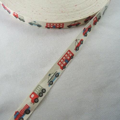 15mm 5/8" cotton ribbon Car series cartoon Printed Webbing DIY sewing & Packing tape Cotton Fabric Patchwork Ribbon 20YDS XM-58