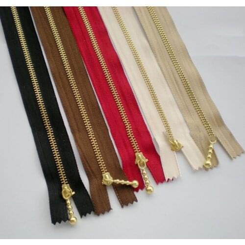10PCS Metal Zippers 25cm 3# Close-end Zip Bronze Gold Tooth for DIY Sewing Bags Jeans Shoes Clothing Tailor Craft Acessories