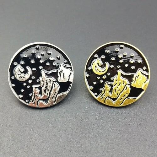 Fashion Enamel Cartoon Pins Brooches Badges Bags Metal Pin Gifts For Students Landscape Moon Jewelry Brooch DIY Clothes Backpack