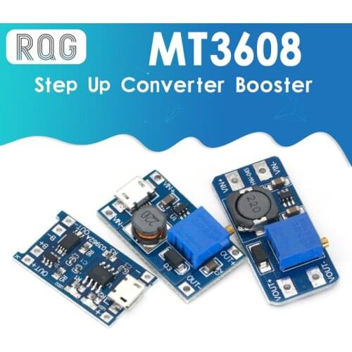 MT3608 DC-DC Adjustable Boost Module 2A Boost Plate Step Up Module with MICRO USB 2V-24V to 5V 9V 12V 28V