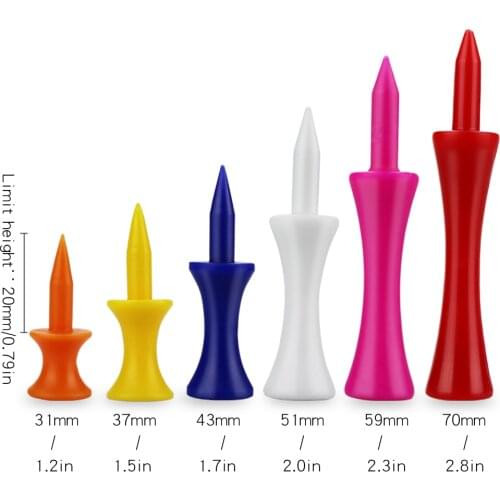 Pack of 50 Tees Step Down Golf Tees Plastic Golf Tee Colorful Best for all Over Sized Drivers, Irons & Hybrids. Longer Drives