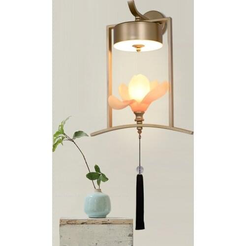 New Chinese staircase remote control wall lamp Chinese style porch bedside lamp bedroom aisle corridor lamp LB030304