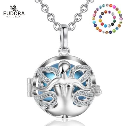 EUDORA Harmony Pregnant ball Pendant Necklace Yoga Design Locket fit 18mm Colorful Chime Mexican Bola Fine Jewelry Mother Gift