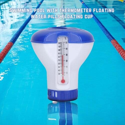 Floating Chlorine And Bromine Tabs Dispenser Swimming Pool Chemical Chlorine Dispenser Thermometer Automatic Applicator Pump