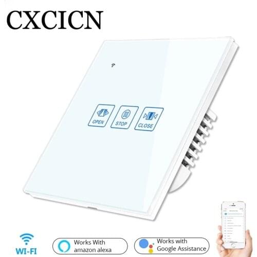Crystal Panel Wifi Curtain Wall Switch Electric Motorized Blinds Smart Remote Control On-Off Tuya With Google Home
