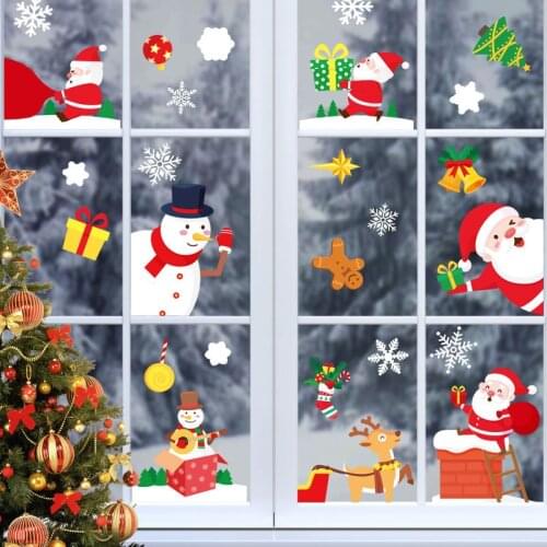 Christmas decorations glass electrostatic stickers Christmas party decoration snowflake window stickers Christmas hanging balls