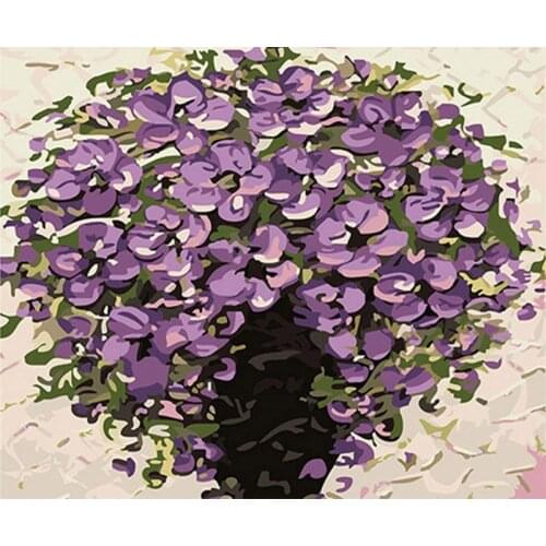 Pink heart-shaped flower Painting By Number Scenery DIY Oil Coloring By Numbers Landscape Canvas Paint Art Pictures Home Decor