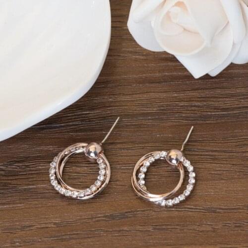 S925 needle temperament geometric belt earrings personality multi-layer circle earrings wild thin earrings